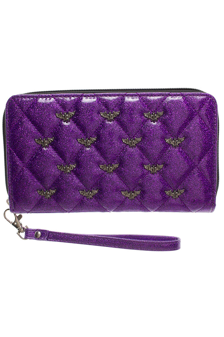 Purple Glitter Studded Bats Wallet