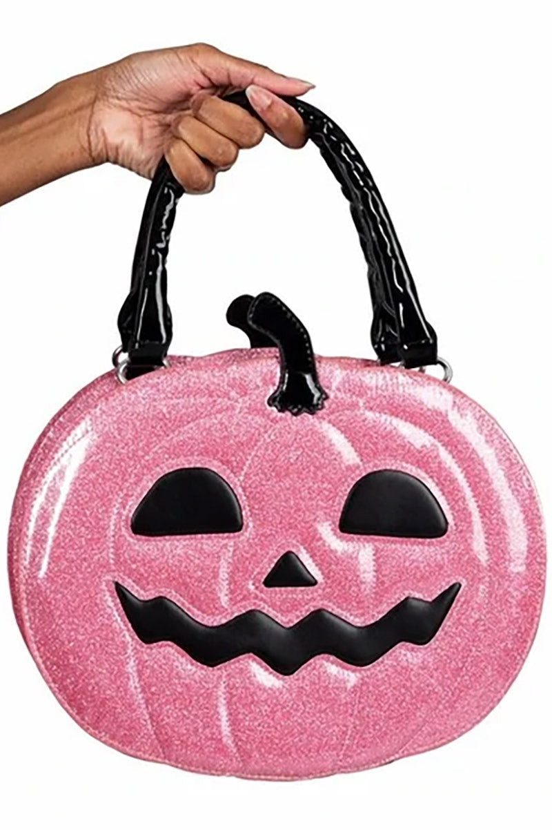 Pink Glitter Sparkle Pumpkin Purse