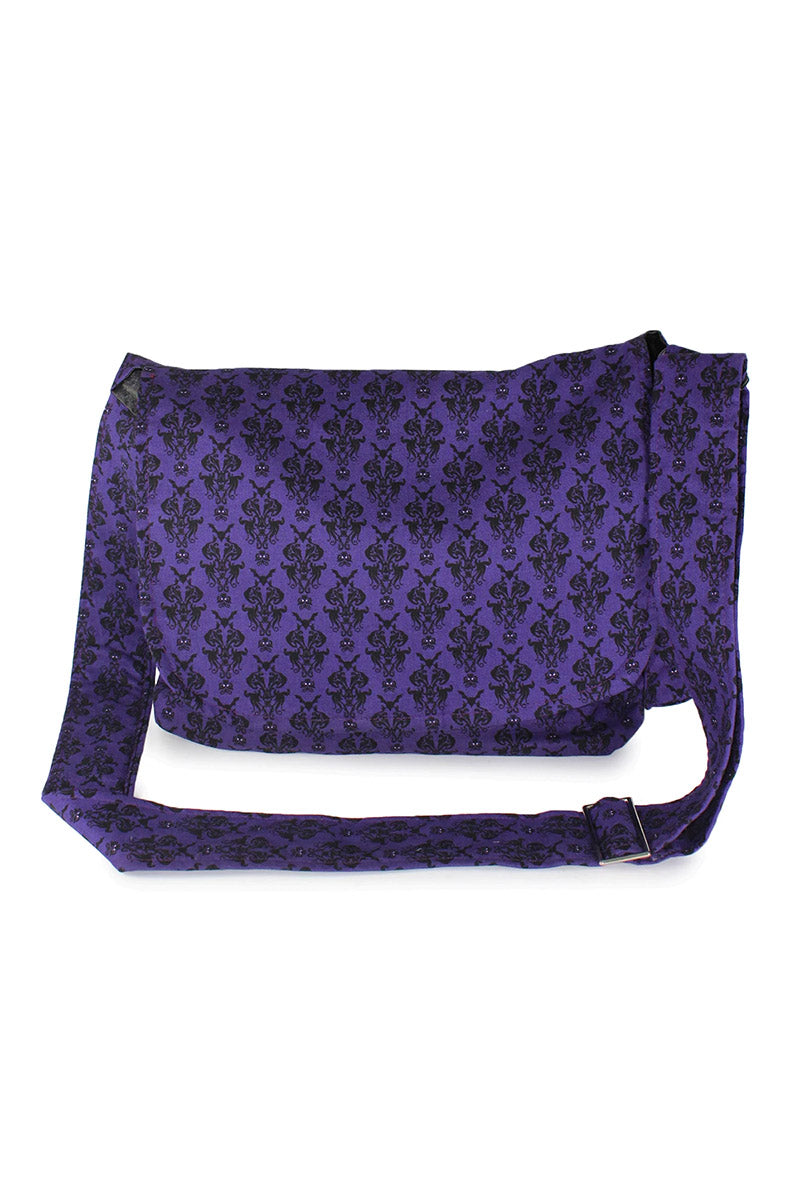 Purple Damask Messenger Bag