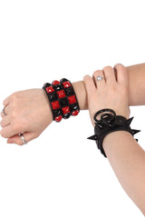 Funk Plus Bleed Black and Red Checkered Bracelet - VampireFreaks