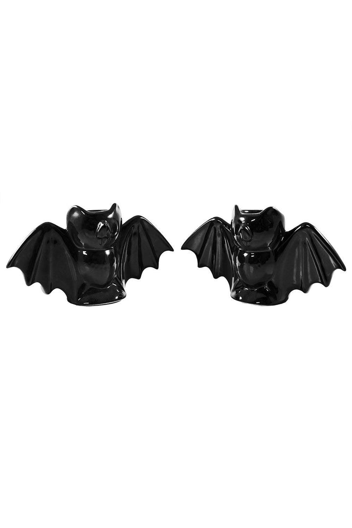 Sourpuss Bat Candlestick Holders [Black] - VampireFreaks