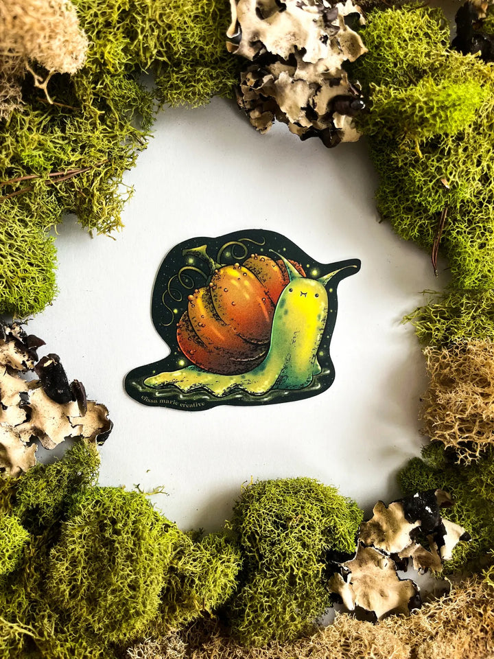 Goblincore Pumpkin Snail Sticker