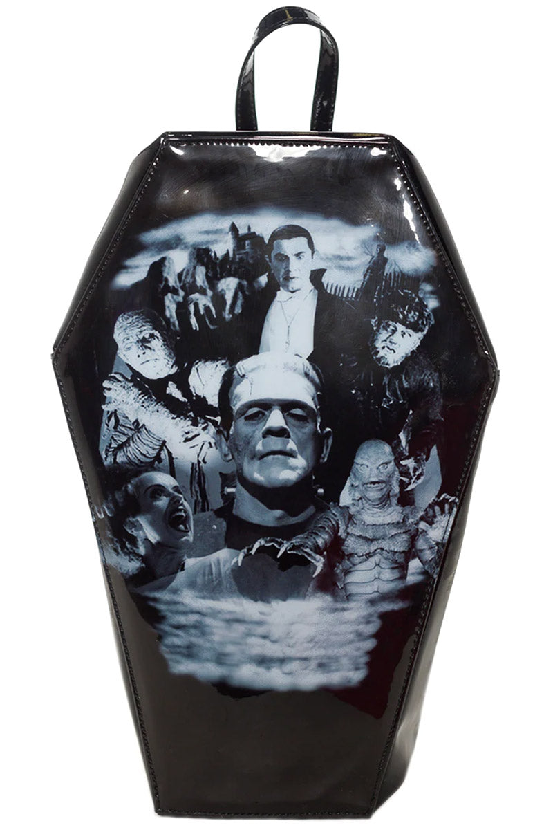 Monster Mash Collage Coffin Backpack