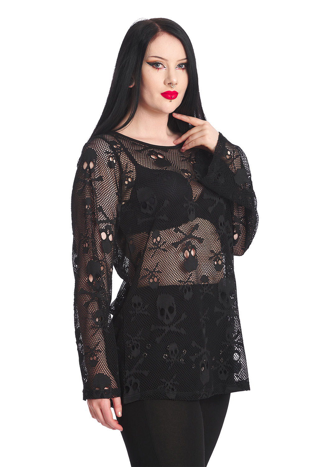Oversized Skull & Crossbones Net Top