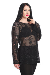 Oversized Skull & Crossbones Net Top