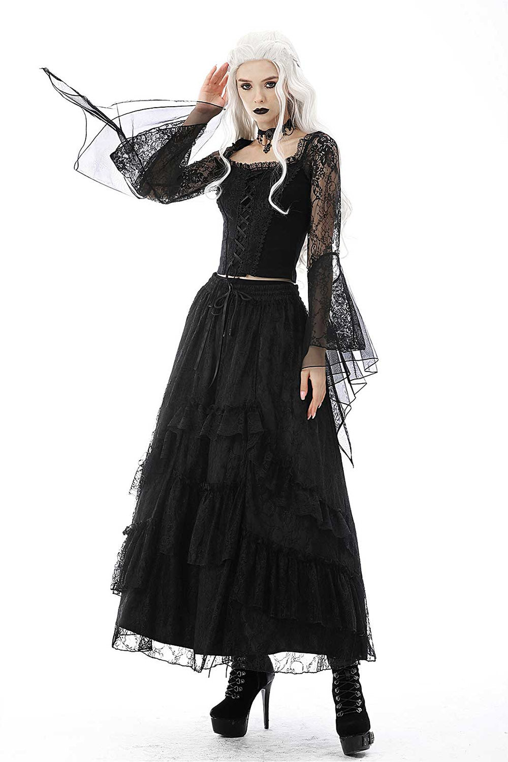 Maleficent Witch Dark Fairy 3 Piece Gothic Skirt Corset and Chemise Co –  Reminisce