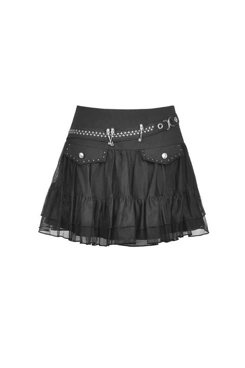 School Skullstice Mesh Mini Skirt