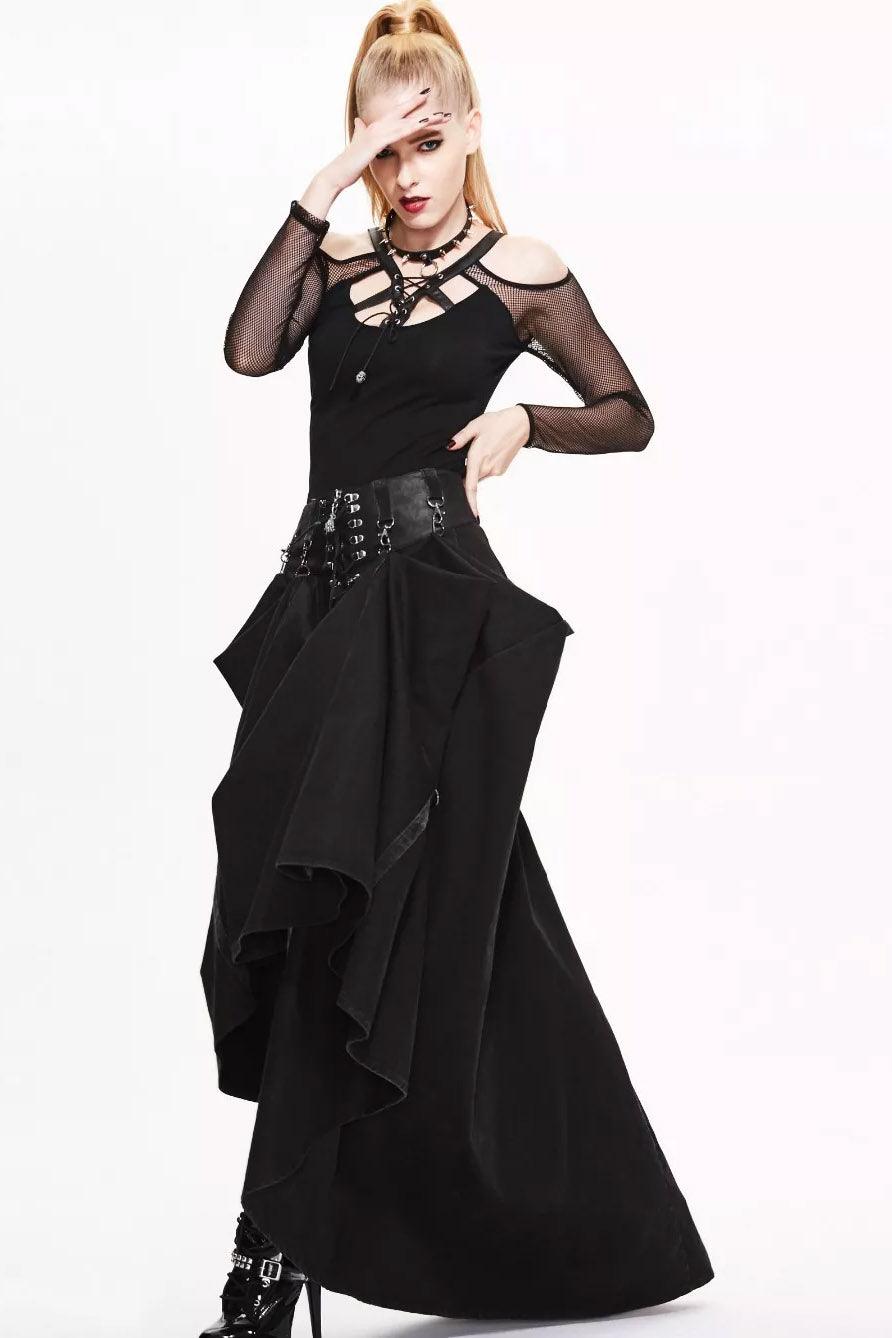 Devil Fashion Bustle Harness Maxi Skirt - VampireFreaks