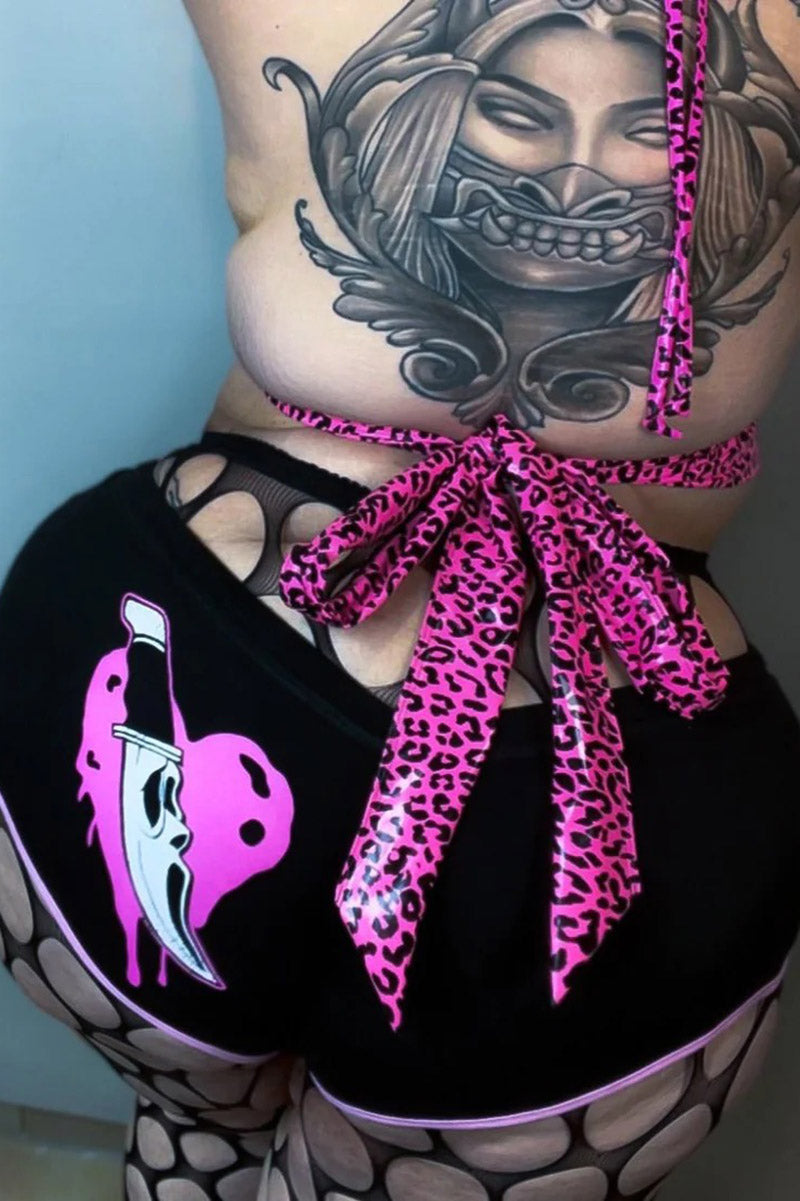 Scream Heart Pink Trim Shorts