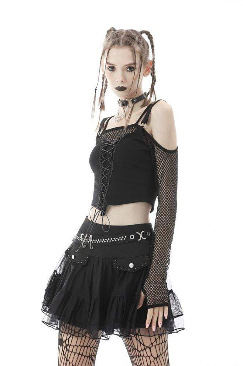 School Skullstice Mesh Mini Skirt