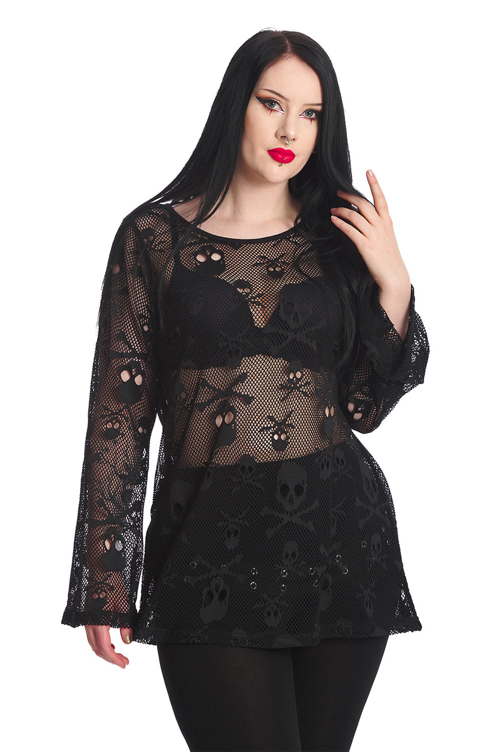 Oversized Skull & Crossbones Net Top