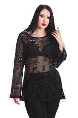 Oversized Skull & Crossbones Net Top