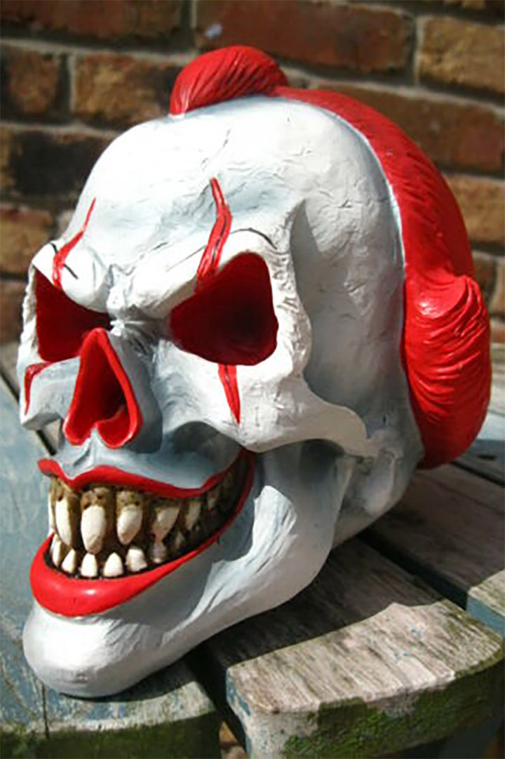 Play Time Skull Scary Horror Clown Head Statue