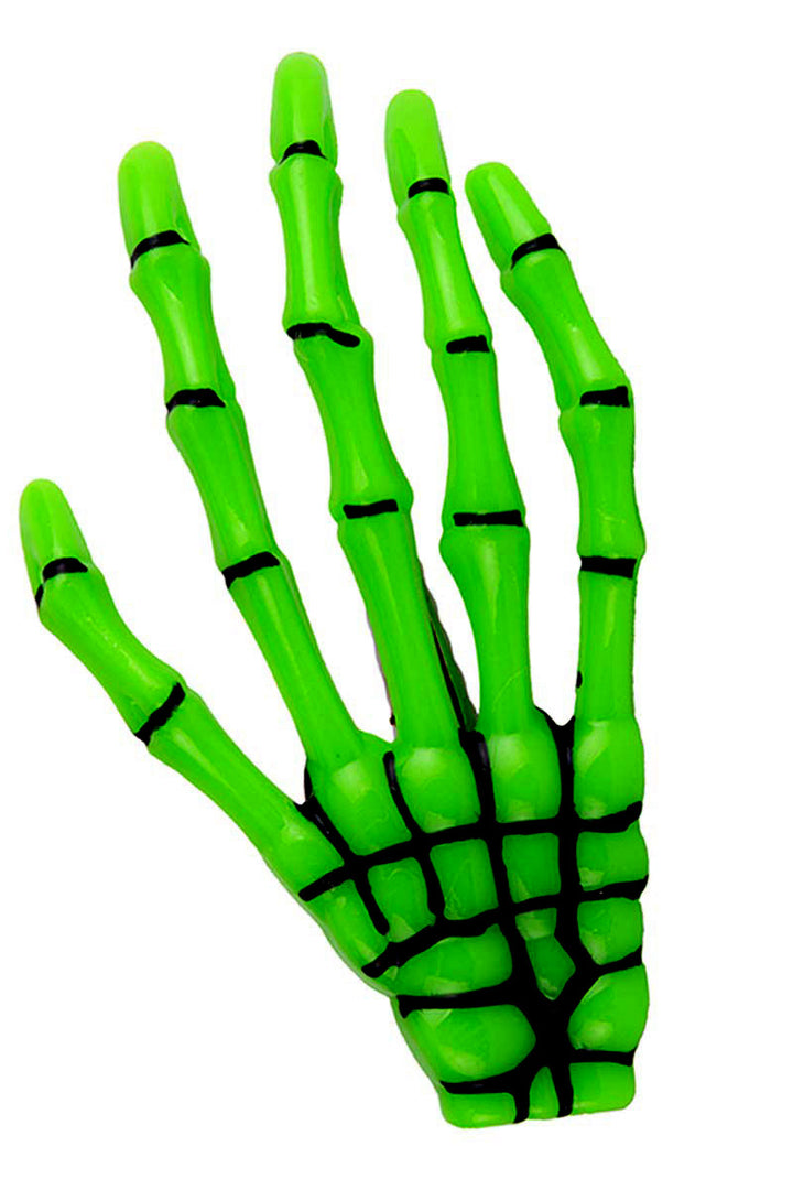 Slime Green Skeleton Hand Hair Clips [2 Pack]