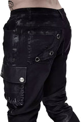 plus size mens shredded stitched jeans