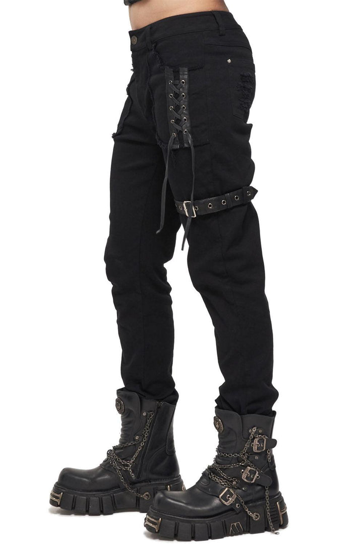 Devil Fashion Born Villain Distressed Goth Pants - VampireFreaks