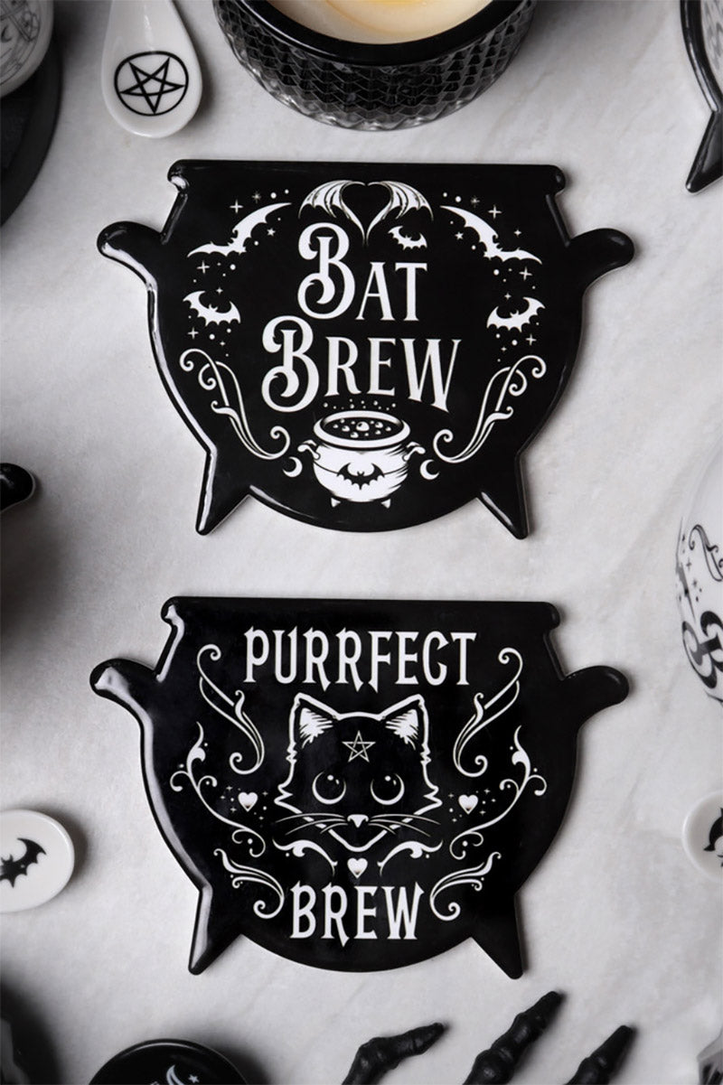 Purrfect Brew Cauldron Coaster Set