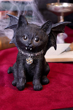 Vampuss Black Bat Cat Sculpture