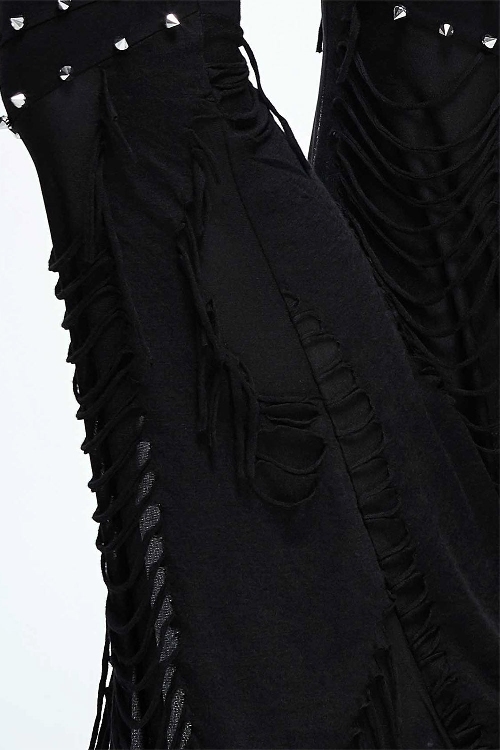 Pantalones acampanados de rejilla desgastados de Mourn