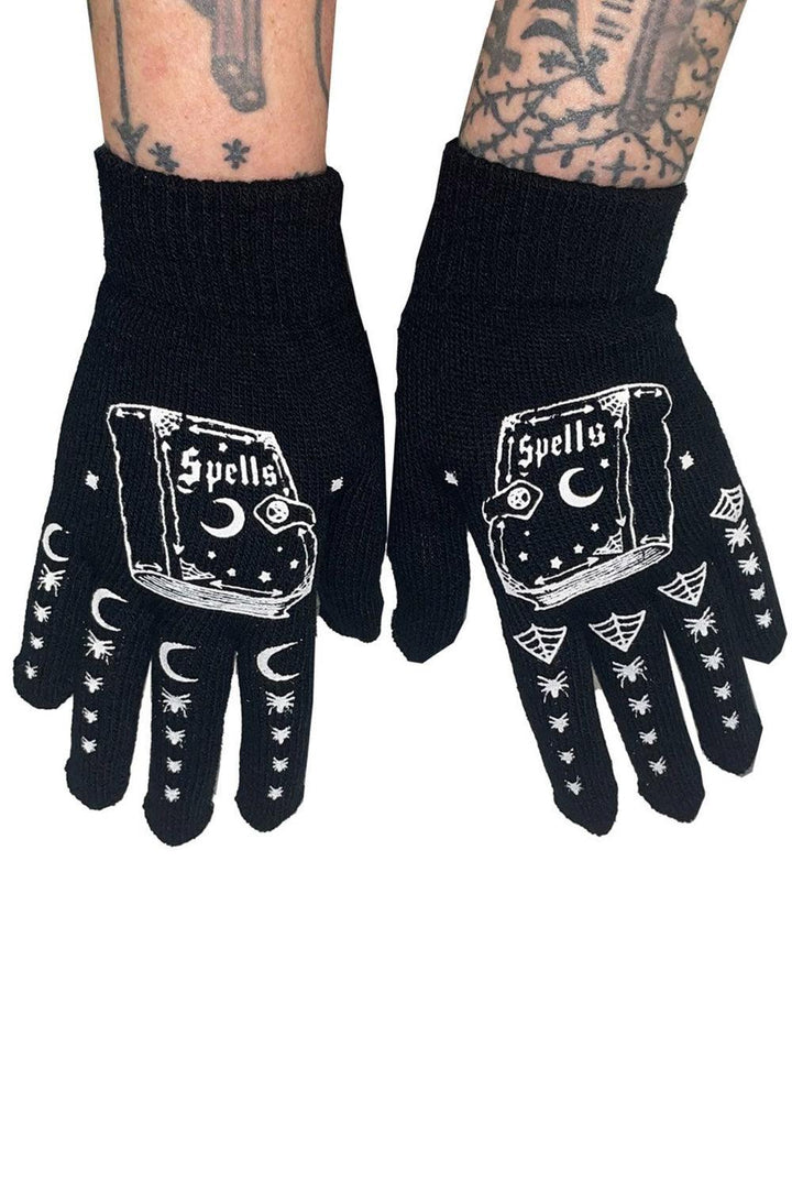 Too Fast Book of Spells Winter Knit Gloves - VampireFreaks
