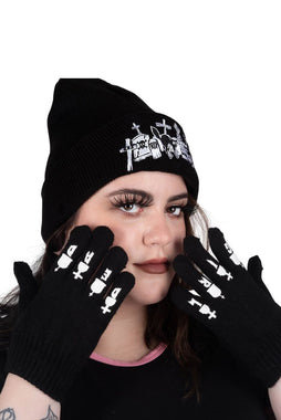 Dead Girl Finger Tattoo Winter Knit Gloves