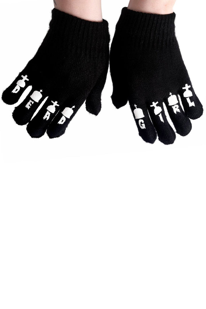 Dead Girl Finger Tattoo Winter Knit Gloves