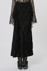 leg slit tattered maxi skirt