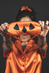 satin pumpkin pajama set by lively ghosts