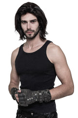 Men's Steampunk Fingerless Gloves [Gray]