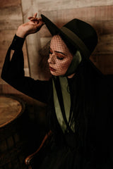 Sombrero con velo [VERDE OLIVA]