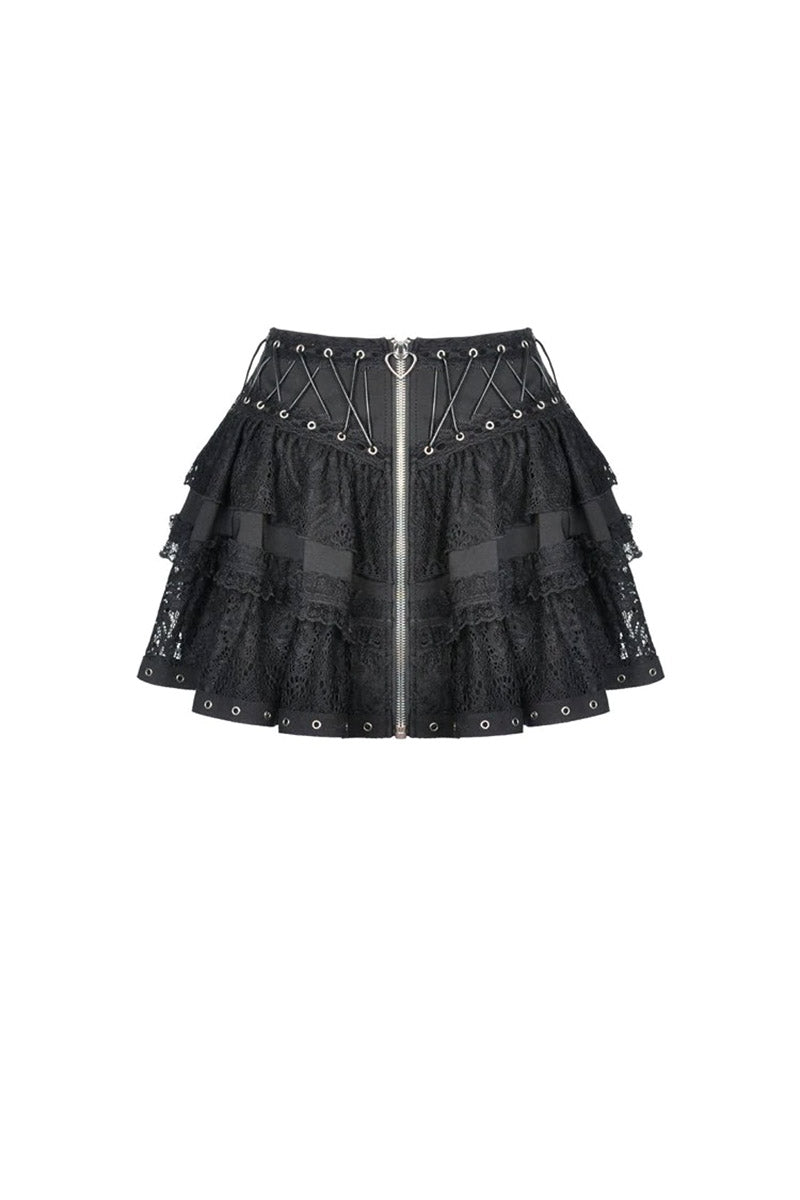 Harajuku Heart Ruffle Mini Skirt
