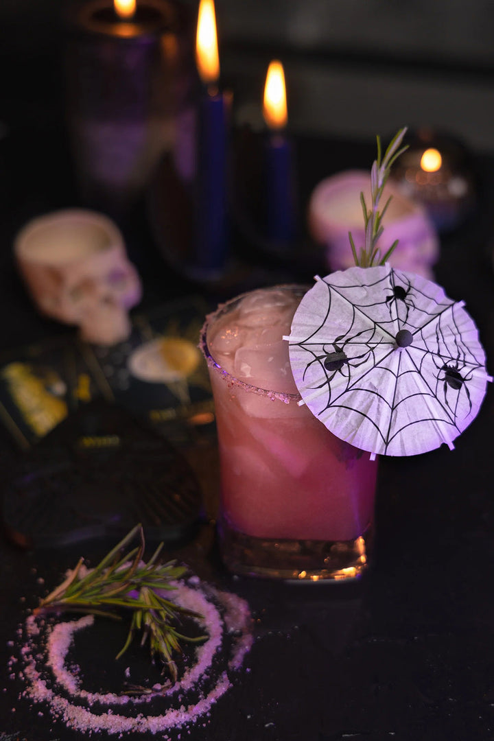 Spooky Cocktail Umbrellas [WHITE w/ BLACK SPIDERS]