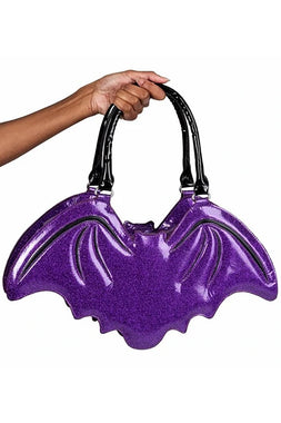 Purple Glitter Bat Purse