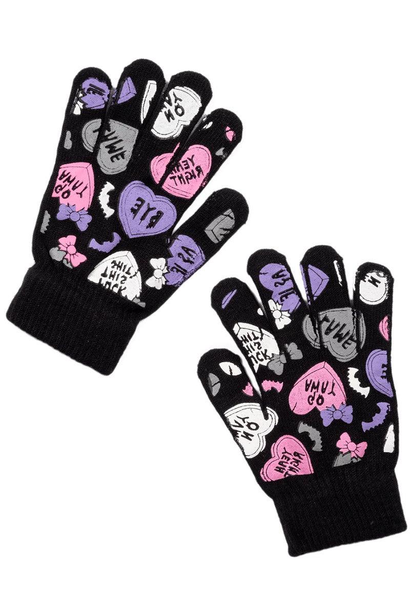 Too Fast Creepy Hearts Knitted Gloves - VampireFreaks