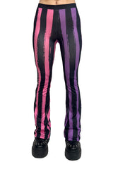 Pantalones acampanados de rayas góticas pastel de Sweet Spooks [ROSA/PÚRPURA]