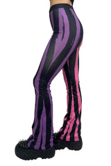 Pantalones acampanados de rayas góticas pastel de Sweet Spooks [ROSA/PÚRPURA]