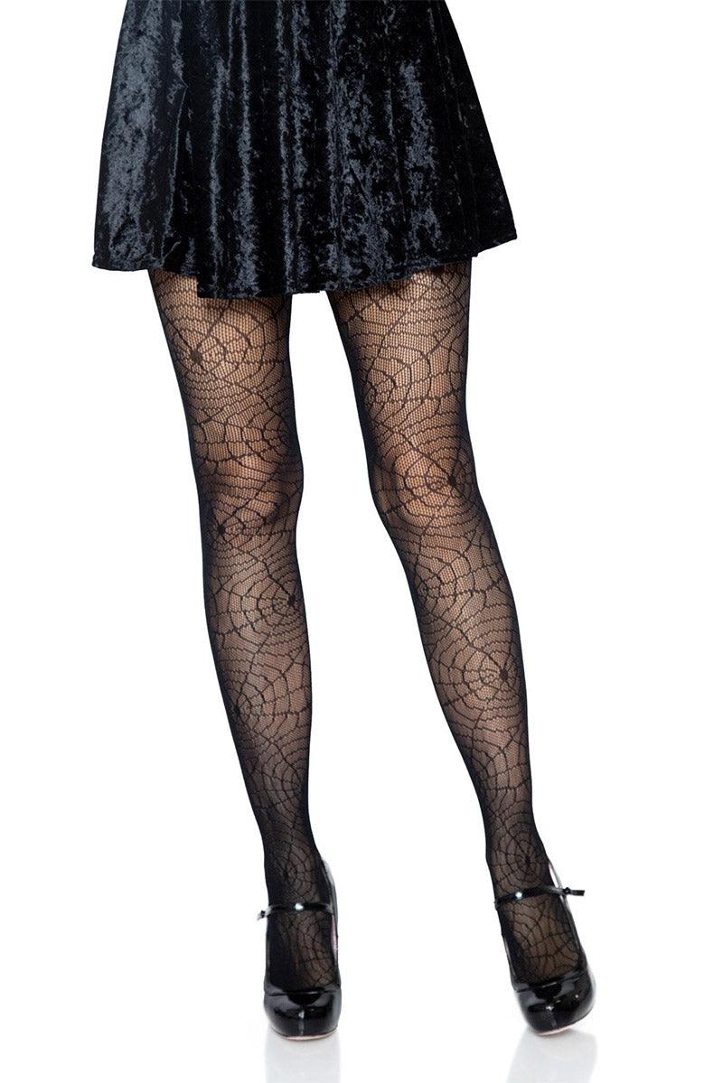 Leg Avenue Black Spiderweb Lace Tights - VampireFreaks