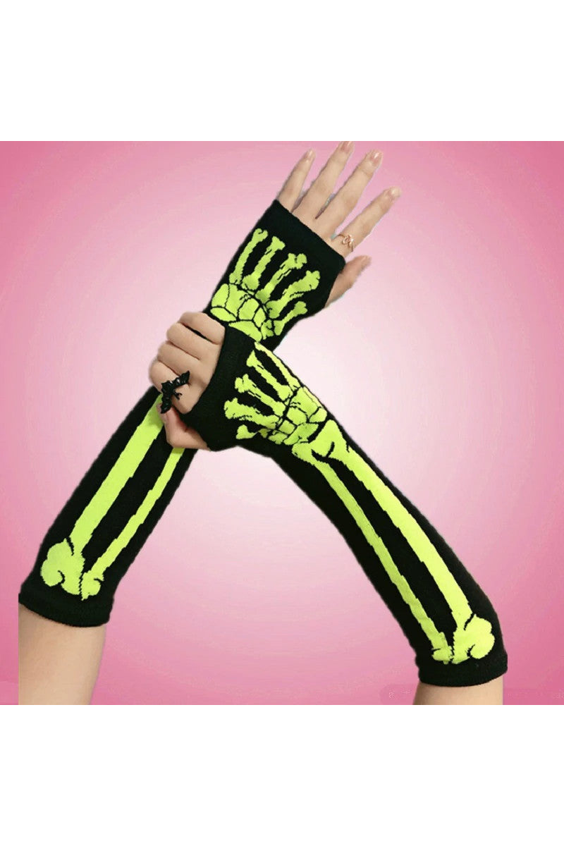 mens skeleton arm warmers gloves