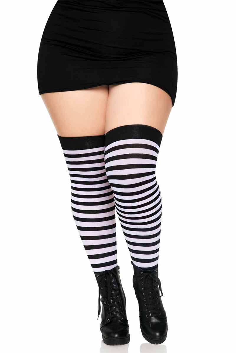 Stripe Thigh Highs [Plus Size]