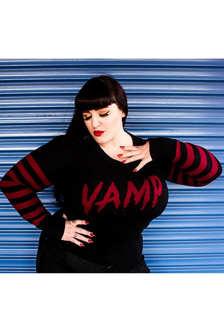 Vamp Sweater w/ Stripey Sleeves