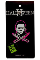 Pin de esmalte con cuchillos ensangrentados de Michael Myers [¡Brilla en la oscuridad!]