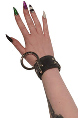 Funk Plus Bondage Ring Bracelet w/ Buckle [Black Leather] - VampireFreaks