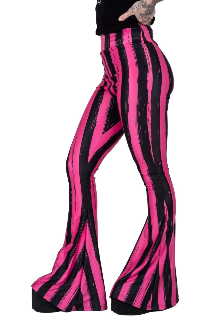 Gestreifte Schlaghose Hellz Bellz im Used-Look [SCHWARZ/ROSA]