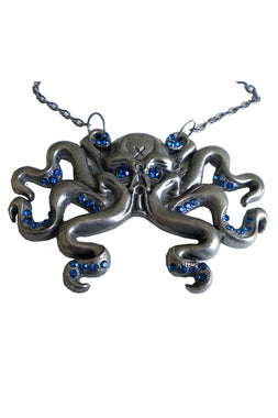 Octoskull Necklace w/ Blue Jewels