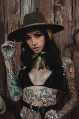 Sombrero con velo [VERDE OLIVA]