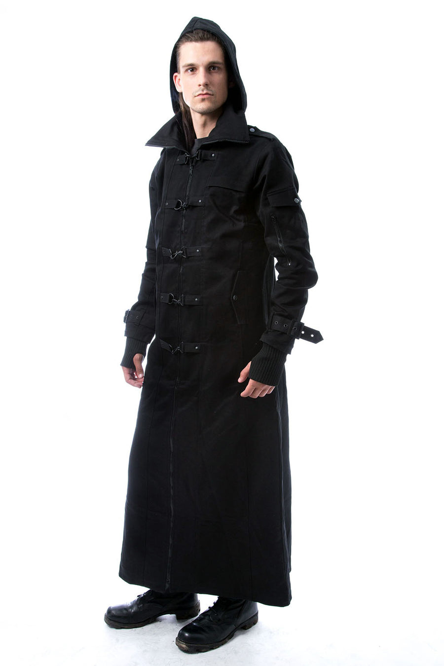 mens goth bondage trench coat