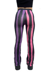 Pantalones acampanados de rayas góticas pastel de Sweet Spooks [ROSA/PÚRPURA]