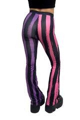 Pantalones acampanados de rayas góticas pastel de Sweet Spooks [ROSA/PÚRPURA]