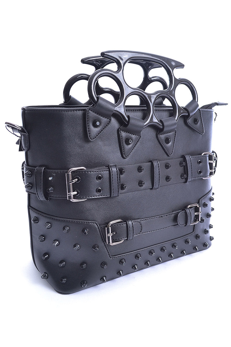 Chrome Spiked Brass Knuckle Clutch Purse With Removable hotsell Chain Strap Goth Punk