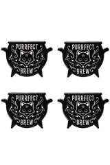 Purrfect Brew Cauldron Coaster Set